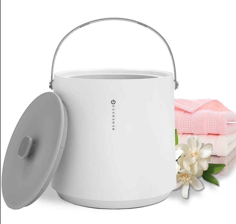 VAJIAZA Portable Luxury Towel Warmer Bucket with 4 Timer Settings for Bathroom a